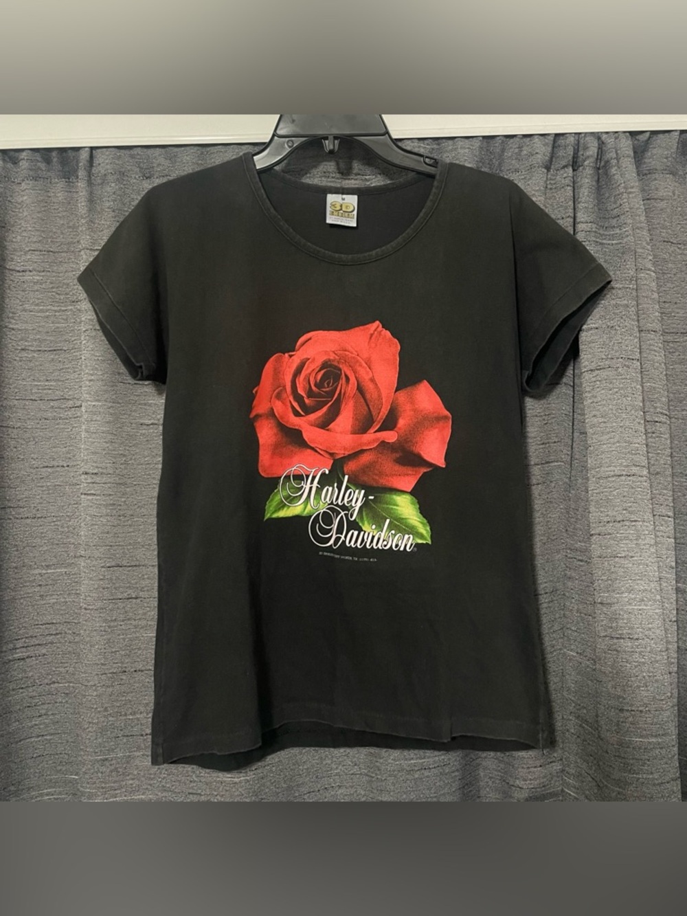 Vintage Women's Harley Davidson Rose Day Rally Graphic T Shirt 1991 Size Medium